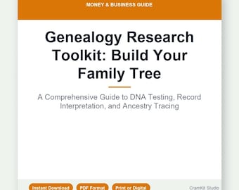 Genealogy Research Toolkit: Family Tree Guide for DNA Testing & Ancestry Tracing | Printable PDF