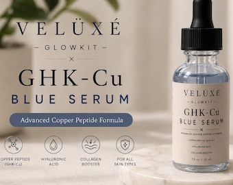 Suero de péptidos de cobre GHK-Cu / Suero facial hidratante para una piel más firme y suave / Veluxe GlowKit