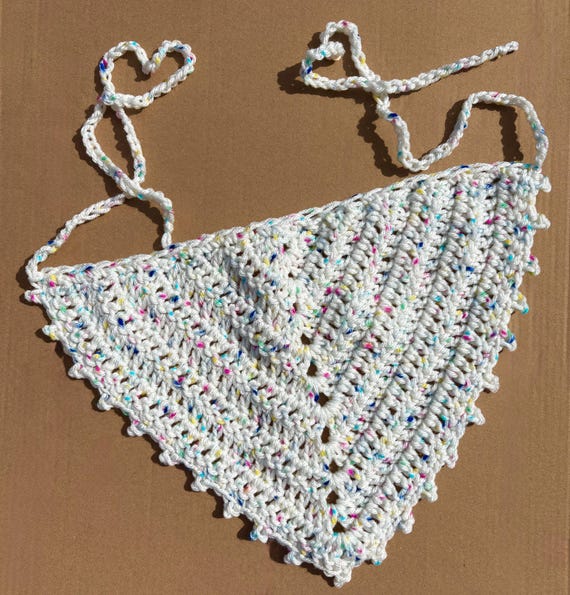 Handcrafted Bandana, Sprinkle Design, Soft Ivory with Multicolor Accents