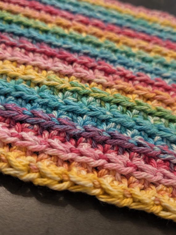 Bright Rainbow Crochet Cloth – Durable Cotton, 6.5 Inch Square
