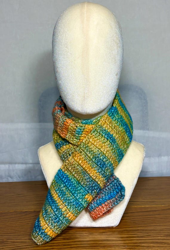 Handmade Scarf, Golden Amber to Orange Gradient, 6-Inch Wide