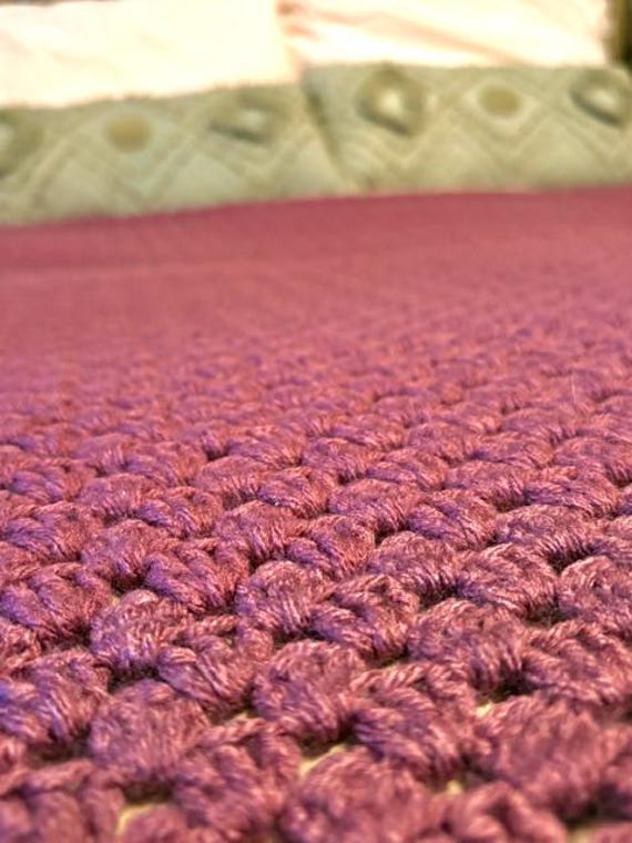 Handmade Plum Blanket fits King and Cali King Beds