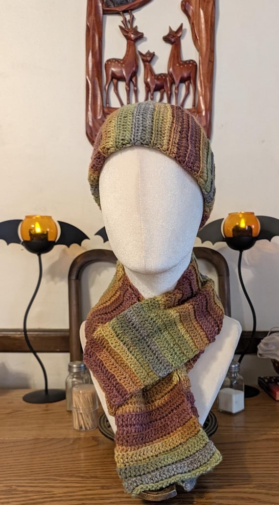 100% Cotton Rainbow Beanie & Scarf Set