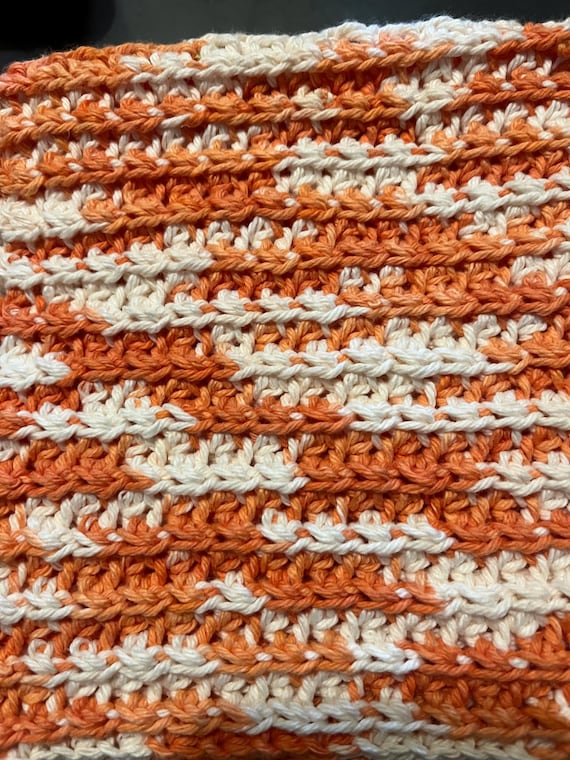 Orange Cream Crocheted Dishcloths: 7x7 Inch Cotton Set