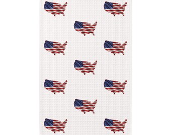 Amerikanische Flagge USA Karte Küchenhandtuch, Waffelgewebe