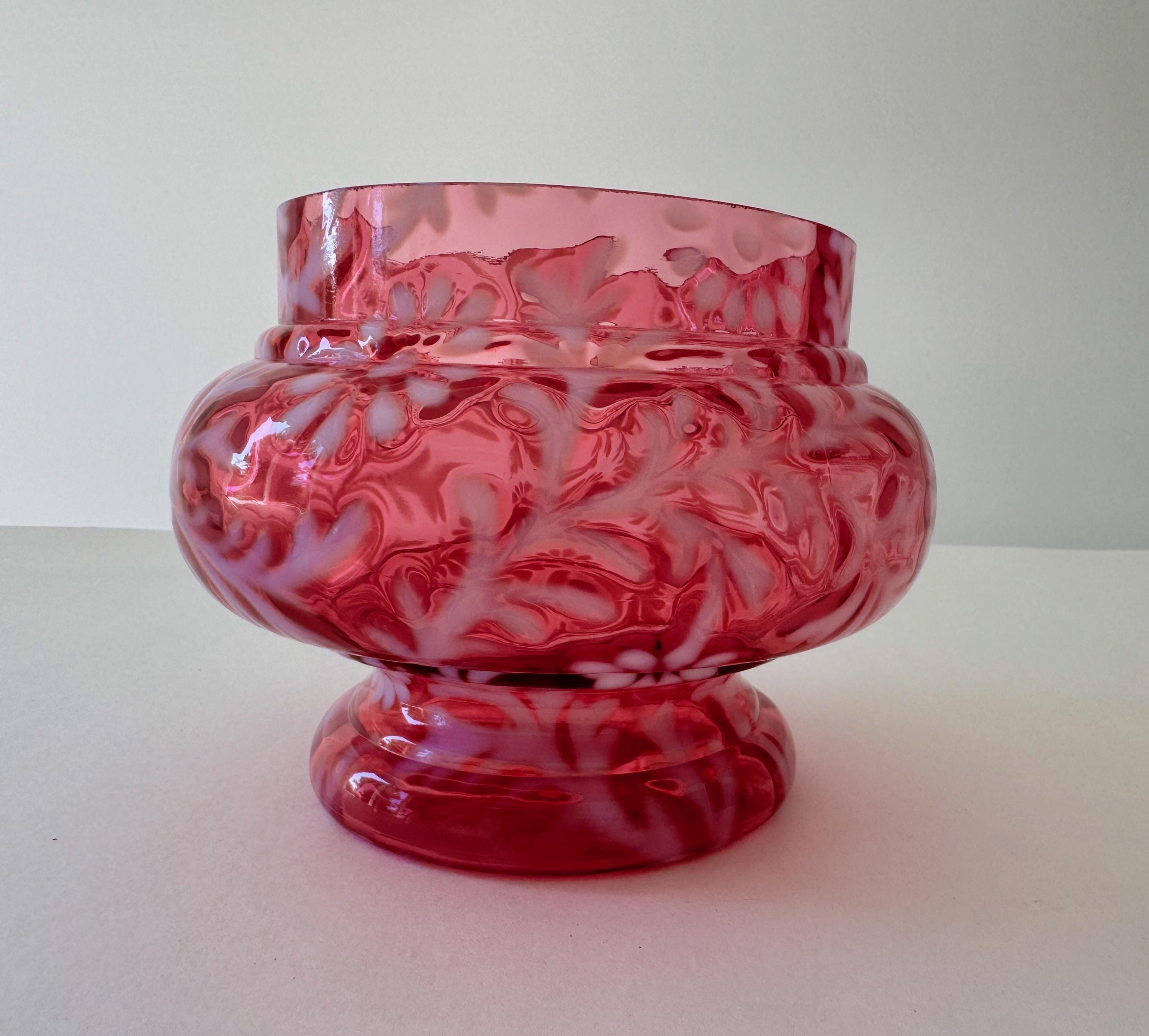 Red Fenton Glass Vase - Etsy