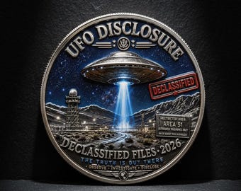 UFO Disclosure Münze - Areal 51 Freigegebene Akten 2026 UAP Challenge Coin Sci-Fi Geschenk