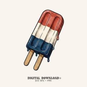 Rakete Ice Pop PNG 4. Juli Im Freien Geschenk Line Art Digitaler Download Eis am Stiel druckbare Feuerwerk Fan Illustration Grafik Cartoon