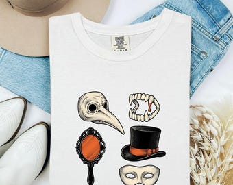 Pest Doktor Maske Shirt Halloween Horror Geschenk Frauen Oldschool Tee Schnabel Doktor T-Shirt Spooky Fan Beaked Grafik Tshirt Line Art Reißzähne