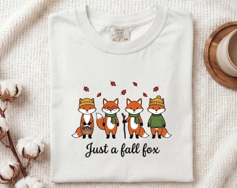 Fallen Füchse Shirt Herbst Tier Geschenk Frauen süsses T-Shirt Fuchs T-Shirt Herbst Fan Cartoon T-Shirt Wildtiere Grafik Hand gezeichnet Herbst Blätter Tshirt