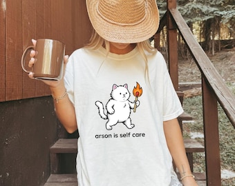 Weiße Katze Shirt Lustig Meme Geschenk Frauen Cartoon T-Shirt Kätzchen T-Shirt Humor Fan Comic Tshirt Internet Grafik Doodle Matchstick Tshirt