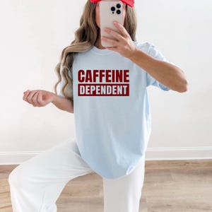 Strong Text Design Shirt Coffee Funny Gift Women Simple Tee Typography T-Shirt Java Fan Minimalist Tshirt Humor Graphic Contemporary Border