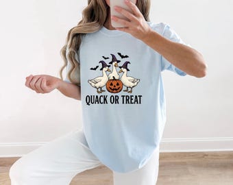 Ente Kürbis Shirt Halloween Wildtiere Geschenk Frauen Retro T-Shirt Stockente T-Shirt Halloween Fan Vintage Tshirt Tier Grafik Skizze Hexenhut
