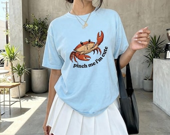 Krabbe Kunst Shirt Lustig Fauna Geschenk Frauen Animiertes T-Shirt Krebs T-Shirt Humor Fan Cartoon Tshirt Wildnis Grafik Alte Schule Zangen Tshirt