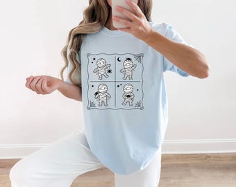 Mumie Grafik Shirt Halloween gruseliges Geschenk Frauen süßes T-Shirt Mama T-Shirt Horror Fan gruselige Tshirt dunkle Grafik Minimalist Spinne Tshirt