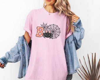 Süßes Spinnen Shirt Halloween gruseliges Geschenk Frauen Kawaii T-Shirt Spinnentier T-Shirt Horror Fan gruselig Grafik Tshirt Cartoon Spinnennetz Tshirt