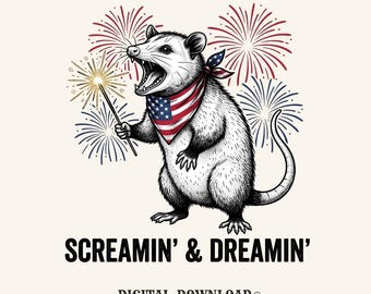 Vintage Patriotic Possum PNG: 4th Of July Opossum Graphic (Digital Download)