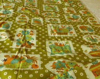 Vintage "Waverly" Cotton "Callico Kitchen" Fabric 12 7/8 Yds x 48"W   1960s NOS