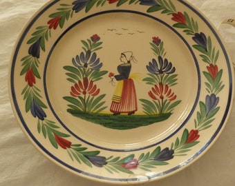 Vintage H B "Quiamper" 14" Courting Girl Serving Plate France selling as found