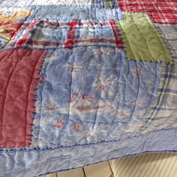 Vtg Pottery Barn Kids Baby Boy Patchwork Crib Quilt W 2pillows Etsy