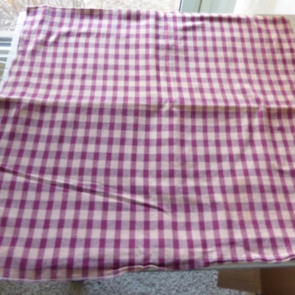 Vintage  Light Weight Cotton Tablecloth Blue and  Soft White Check 40" x 36"  1950s