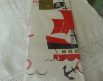 Vintage Extra Large Hallmark Paper Party "Pirate Ship" Theme Tablecloth 60x102" NOS  1970/80s