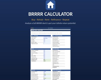 BRRRR Calculator Spreadsheet | Real Estate Investing Excel & Sheets