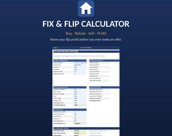 Fix and Flip Calculator | House Flipping Spreadsheet Excel & Sheets