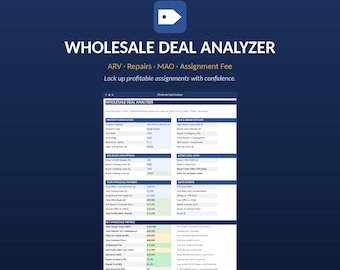Wholesale Real Estate Calculator | Assignment Analyzer Excel & Sheets