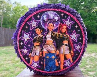 Pinata K-pop Demon Hunters, décoration de fête de style K-pop Huntrix, fête d'anniversaire de chasseurs de démons K-pop