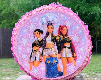 K-pop Demon Hunters Birthday Party Piñata, Huntrix Style Decor