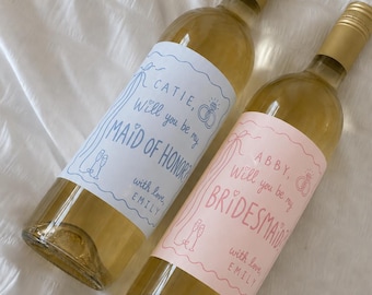 Personalized Bridesmaid Proposal Wine and Champagne Labels
