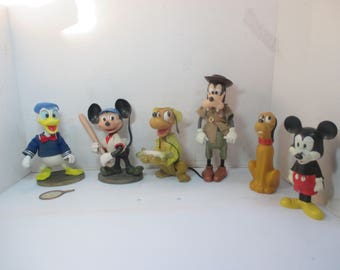 Vintage Disney Plastic Figures, Mickey Mouse, Donald, Goofy, Pluto, AVON Lot