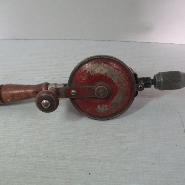 Vintage Craftsman Hand Crank Egg Beater Drill - 14 1/2" Long Woodworking Tool