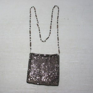 Bolso de mano pequeño para hombro, bolso de noche, estilo vintage, de malla de carbón, con eslabones de cadena, de 4,5 x 4,5 pulgadas