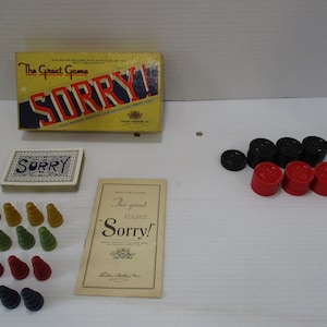 Sorry Board Game Replacement Parts & Pieces Individual Pawns Cards Vintage  1964