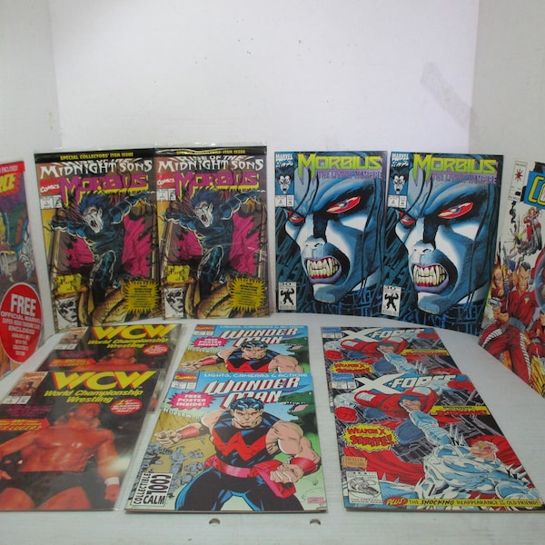 Lot of 11 Marvel Comics 1990's - Wonder Man, X-Force, Morbius, WCW Wrestling & 2 Valiant Comics H.A.R.D. Corps  Near Mint Condition