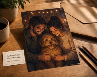 Benutzerdefinierte Comic Cover Portrait, personalisierte Paar Familie Haustier Geschenk, digitale Comic Kunst
