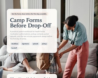 Summer Camp Forms Checklist PDF, Elternpapiere Tracker, Medikationsplaner