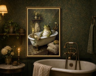 Vintage Frosch-Baden-Druck, lustiges Badezimmer-Wand-Kunst (digitaler Download)