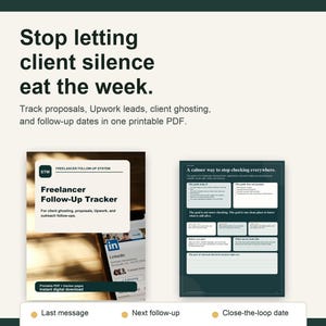 Freelancer Follow Up Tracker PDF, Client Ghosting Planner, Pitch & Proposal Log, Upwork Lead Tracker, Printable System image 6