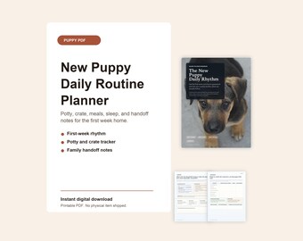 Neuer Welpen Stundenplan PDF, Töpfchen Training Tracker, Box Schlaf Routine Planer
