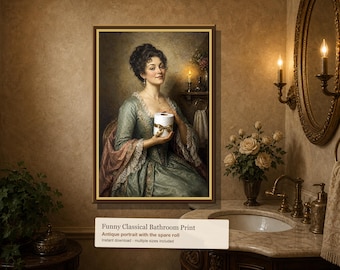 Antike Dame Toilettenpapier Porträt, lustige klassische Badezimmer Kunst (digitaler Download)
