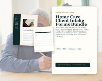 Home Care Klient Intake Forms Bundle, bearbeitbares DOCX PDF (digitaler Download)