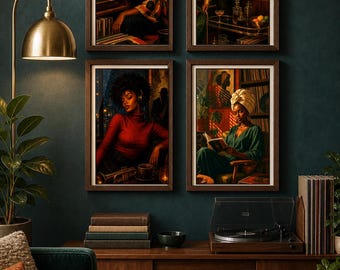 Afrocentric Jazz Lounge Drucke, Retro Musik Wand Kunst Set (digitaler Download)