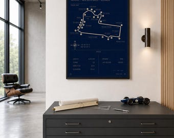 Mount Panorama Track Map Poster | Motorsport Engineering Decor | Sim Racing Room, Studio & Garage Wall Art