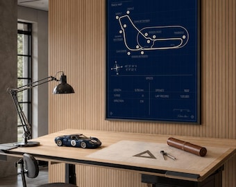 Monza Track Map Poster | Motorsport Engineering Decor | Sim Racing Room, Studio & Garage Wall Art