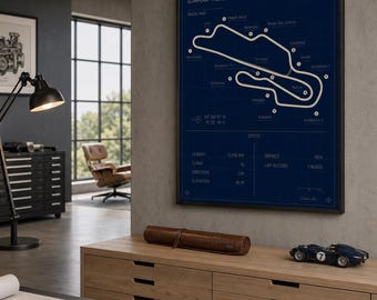 Mugello Track Map Poster | Motorsport Engineering Decor | Sim Racing Room, Studio & Garage Wall Art