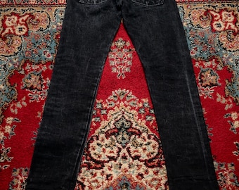 Naked & Famous Elephant 7 El Diablo Jeans - Denim japonés negro de 20 oz, súper pesado, con orillo - Talla 29 para hombre. Hecho en Canadá.