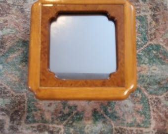Vintage "Styled by Mele" Wooden Jewelry Box – Convertible Photo Frame Lid, Red Velvet Lining, 1990s Vanity Trinket Organizer